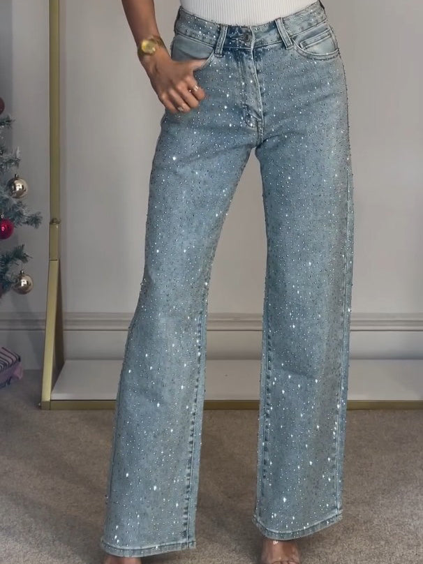 Valenzora | High-Waist-Jeans mit Diamant-Details