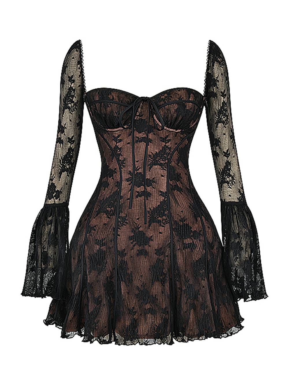 Sexy mini cocktail dress with corset top and long sleeves – party dress and evening dress