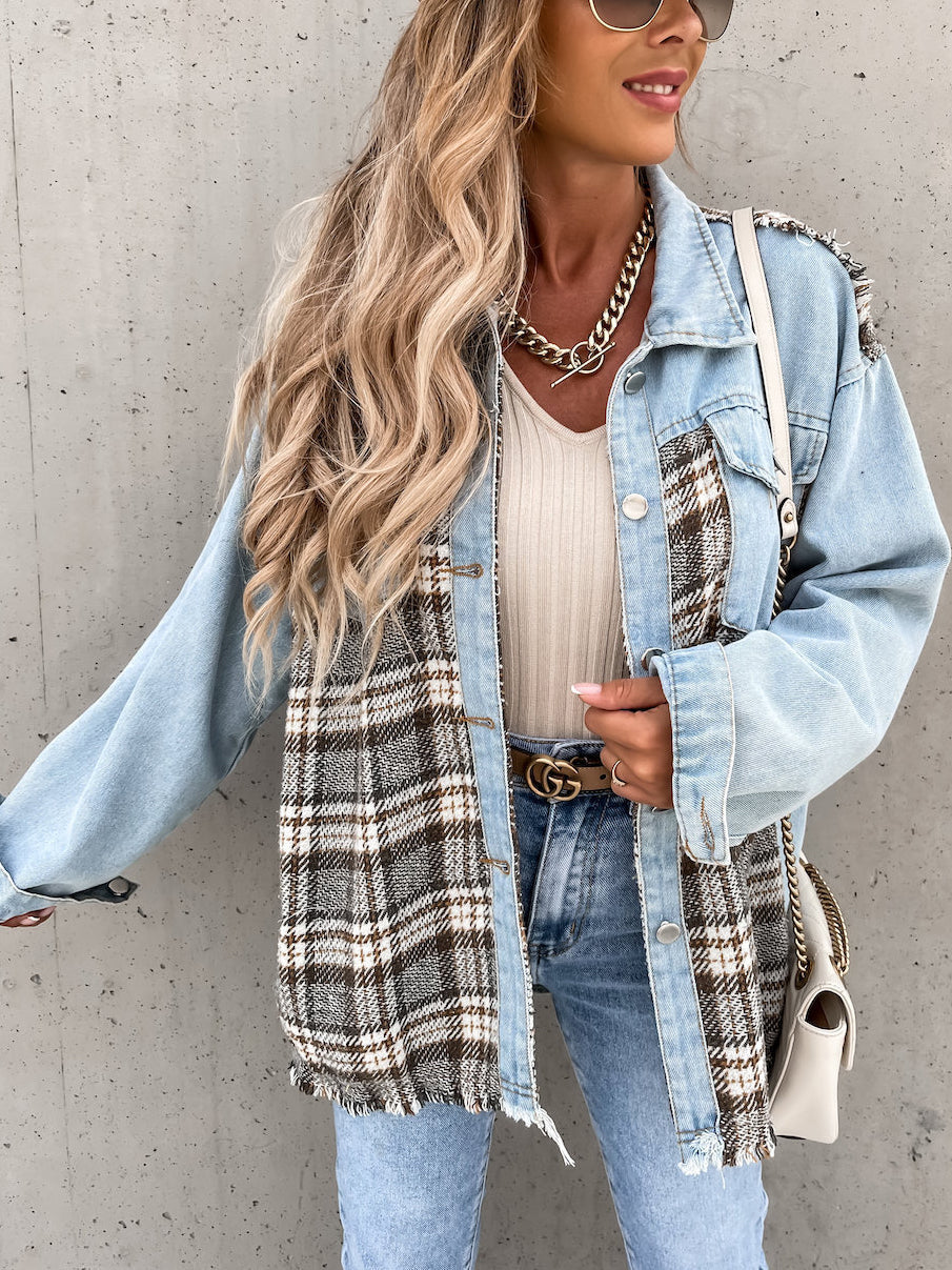 Valenzora | Casual button-front long-sleeved denim shirt