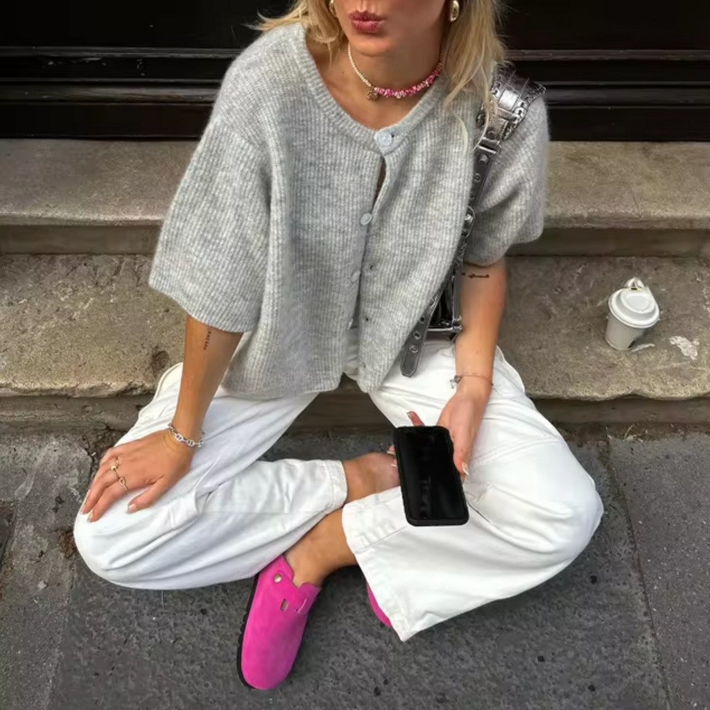 Valenzora | Kurze Strickjacke mit Knöpfen für Damen