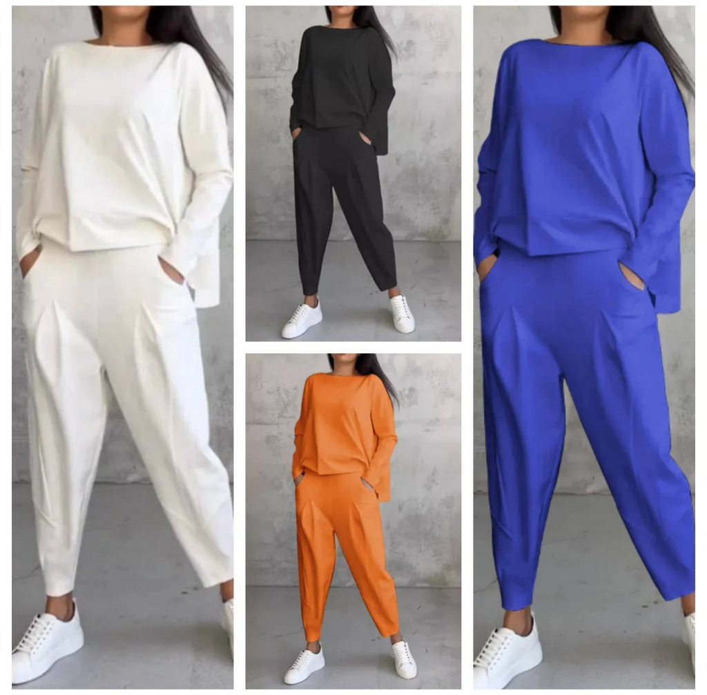 Valenzora | Women's Loungewear Set with Long-Sleeved Top and Relaxed Fit, Two-Piece