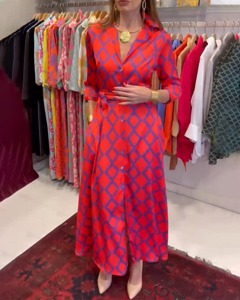 Valenzora | Shirt dress with V-neck and 3/4 sleeves
