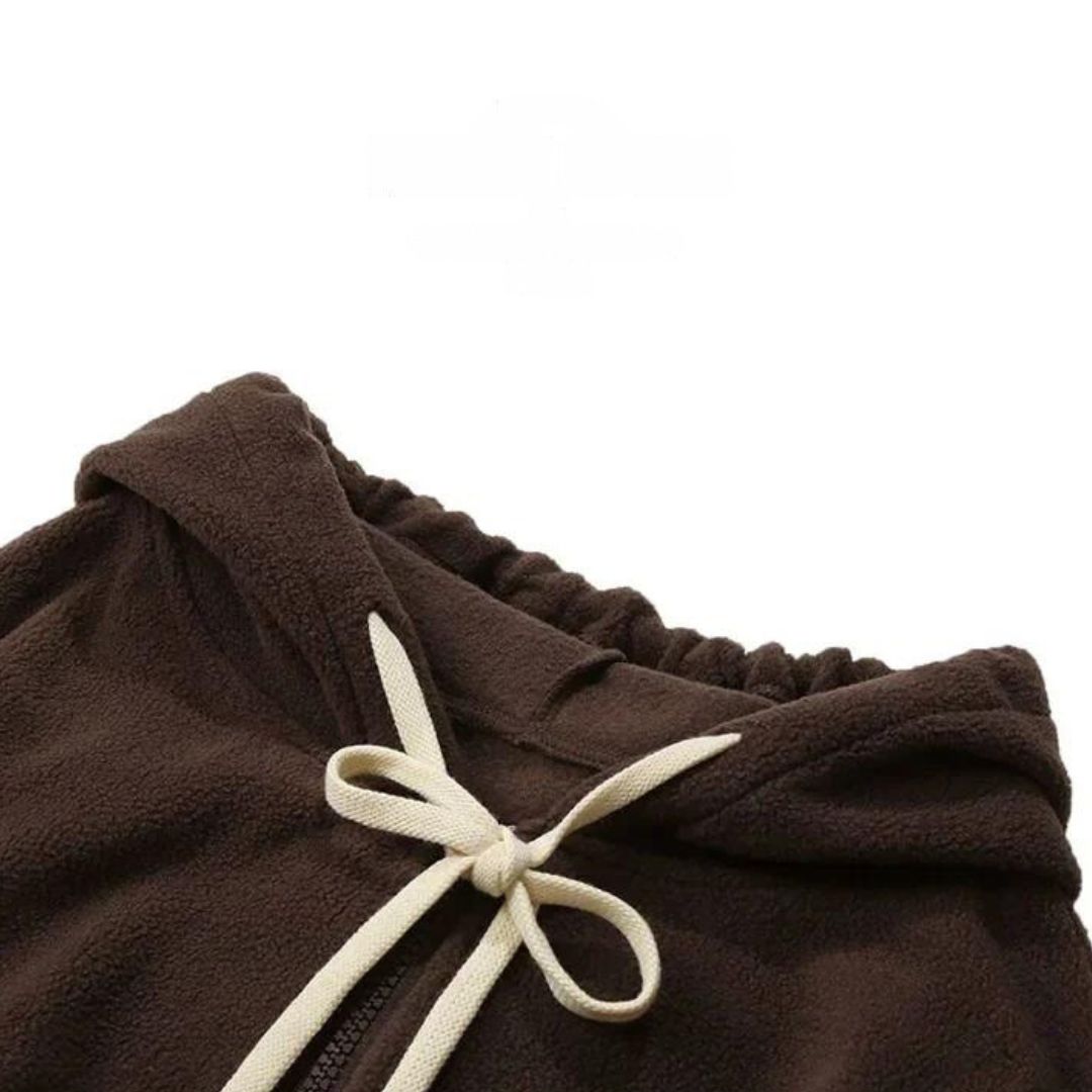 Valenzora - Fleece jacket with hood and patchwork pattern