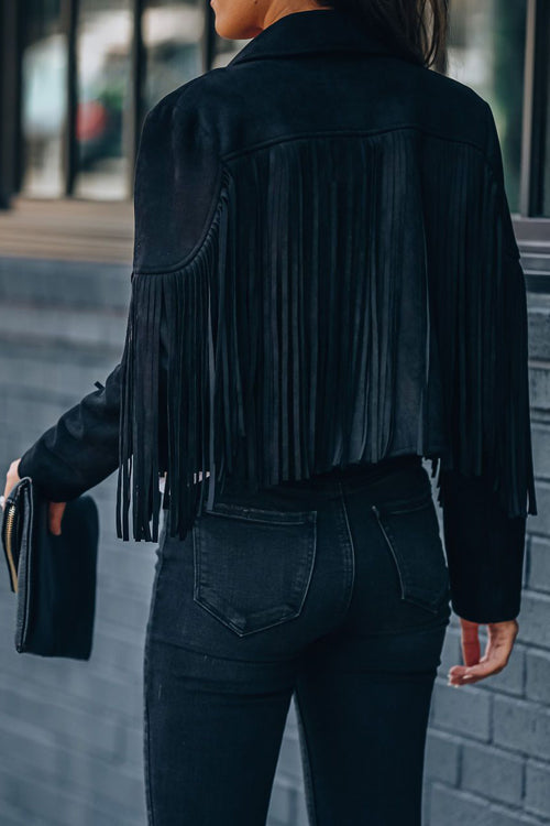 Valenzora | At Your Best Fringe Edge Faux Suede Shacket