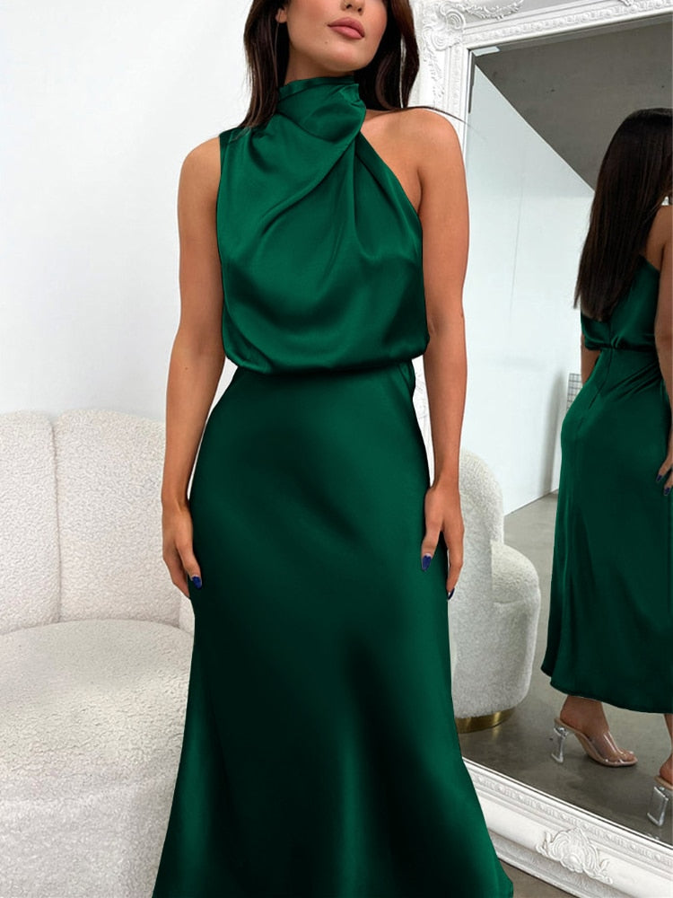 Valenzora | Silk dress with spotted design for women