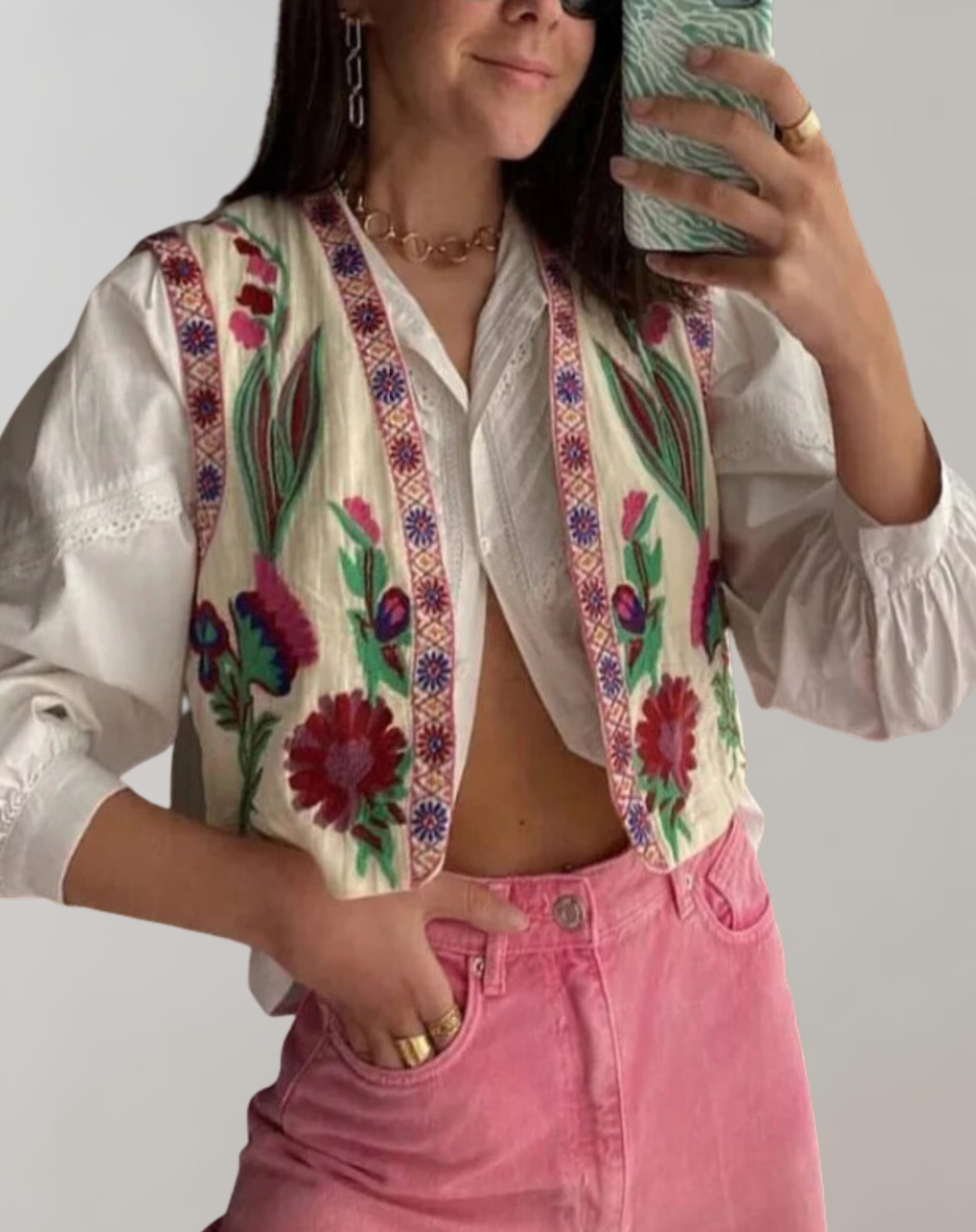 Valenzora | Vest with Floral Embroidery Jackets