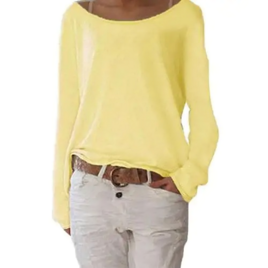 Valenzora | yellow sweatshirt with a round neck, simple and slim fit