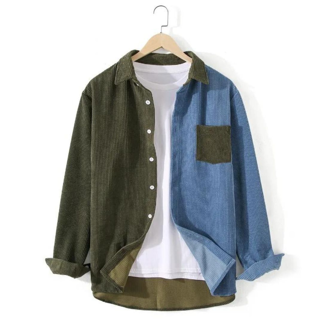 Valenzora | Two-tone corduroy shirt with contrast pocket