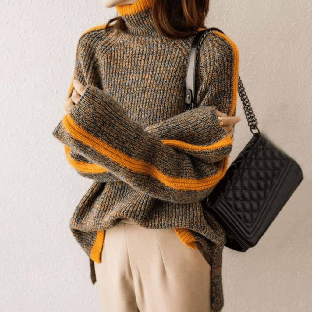 Valenzora | Ravelyn melierter Strick-Rollkragenpullover