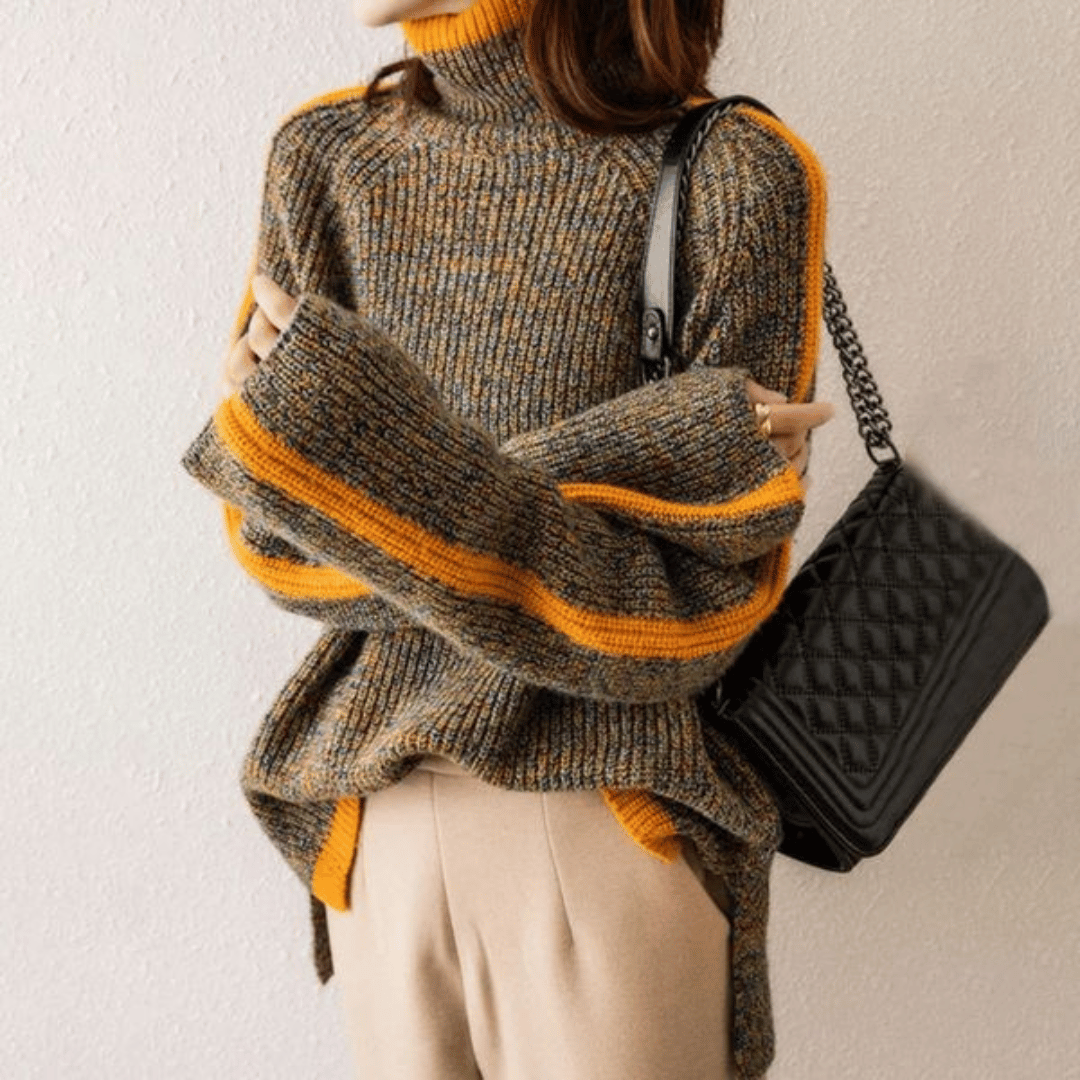 Valenzora | Ravelyn melierter Strick-Rollkragenpullover