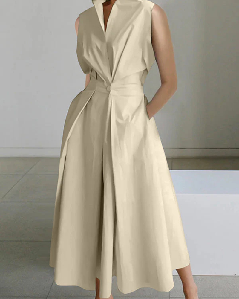 Valenzora | Damen Kragenloses Kleid Stylisch