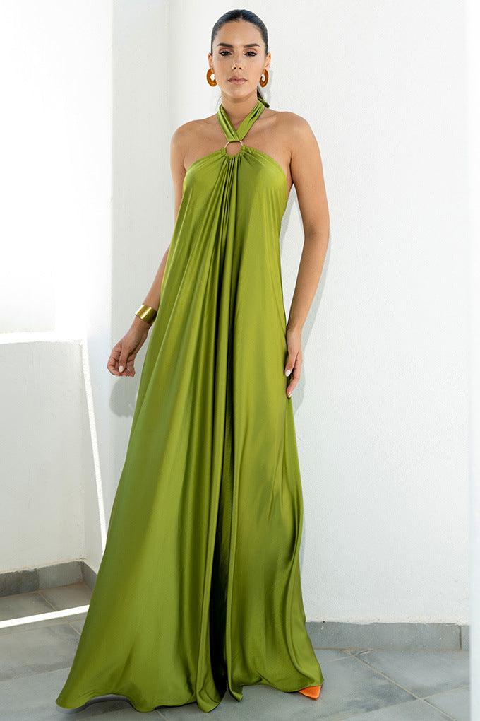 Valenzora | Satin-Maxikleid mit Neckholder für Damen