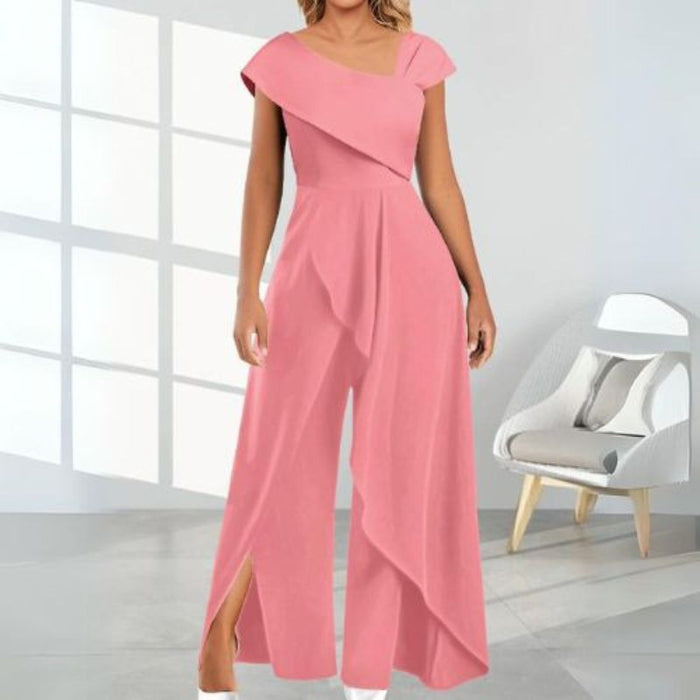 Valenzora | Elegant women's jumpsuit, diagonal asymmetrical design