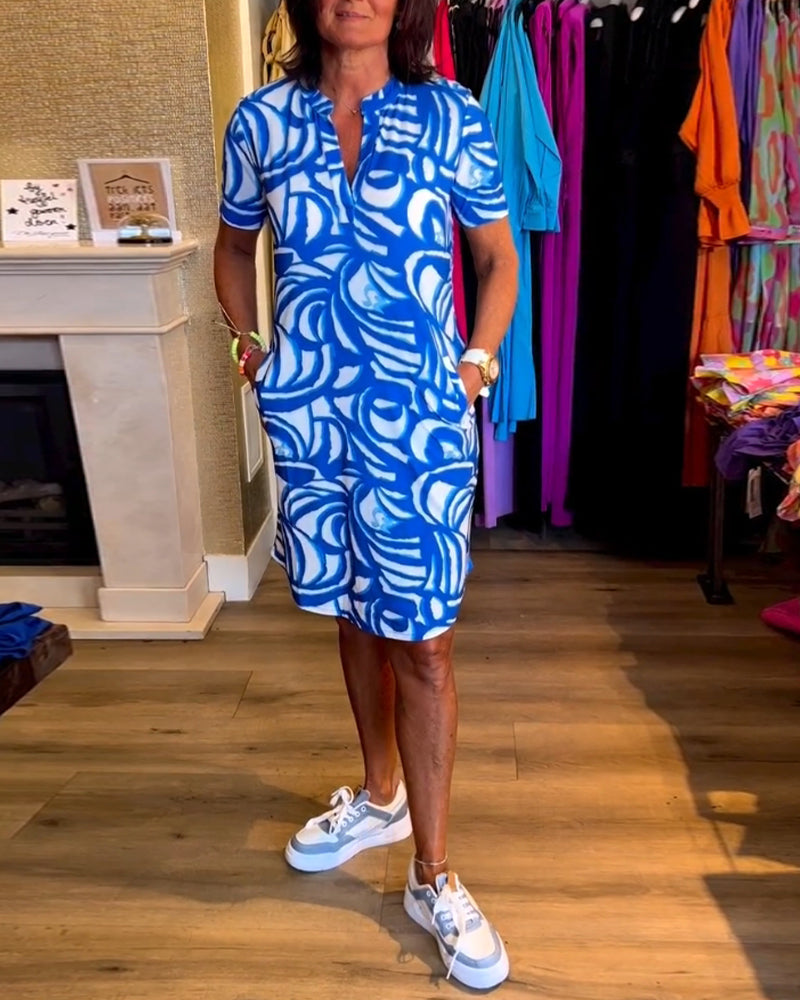 Valenzora | Lässiges, kurzärmliges Kleid mit Print