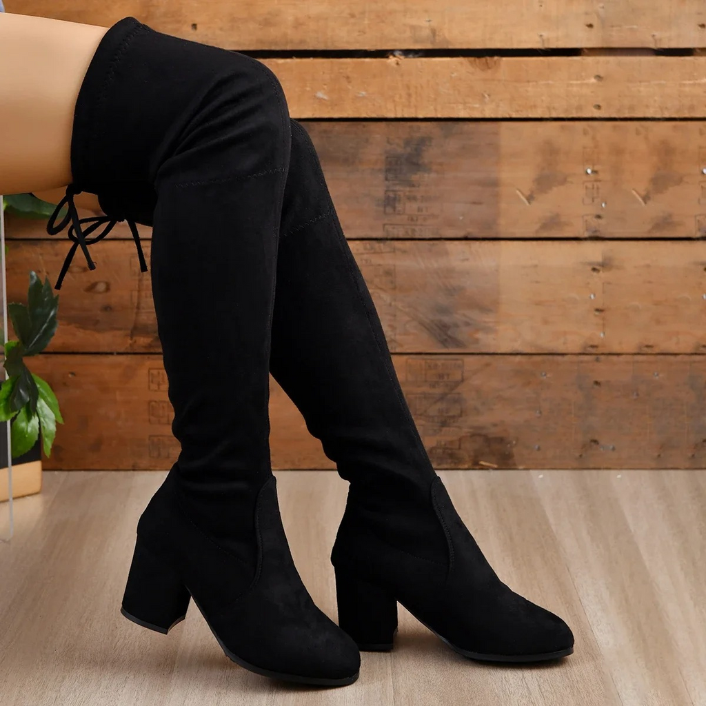 Valenzora | Over-the-knee boots, women's boots, lace-up closure, comfortable fit