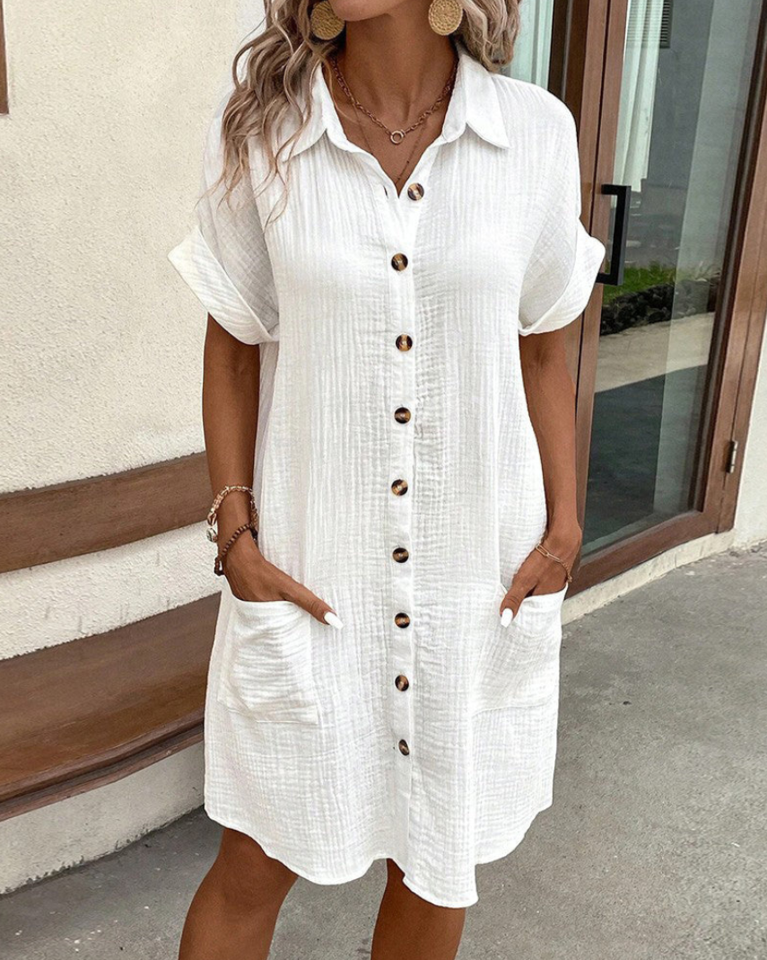 Valenzora | Casual shirt dress with buttons and pockets for women