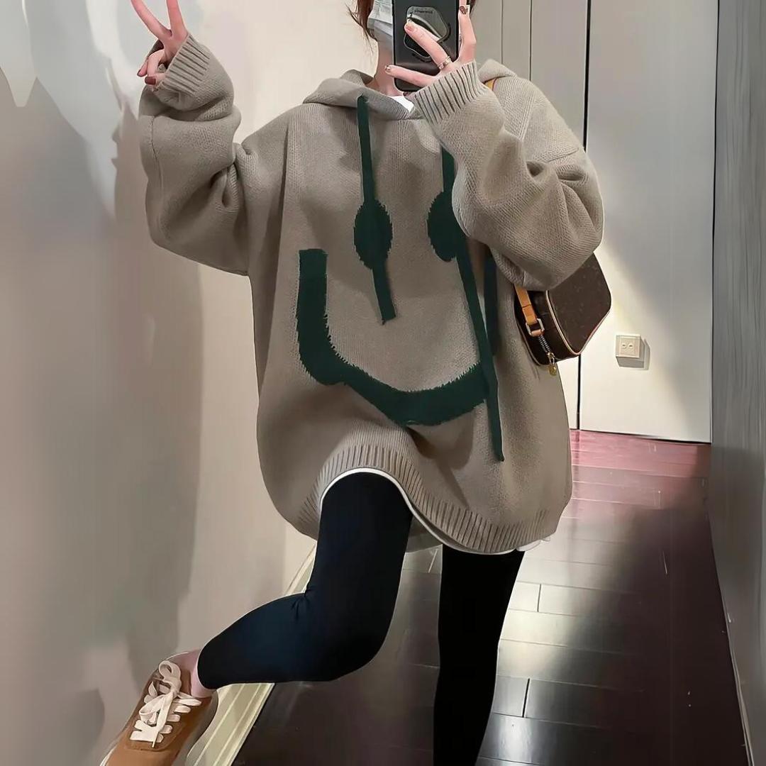Valenzora | Hoodie with Smiley Print for Women
