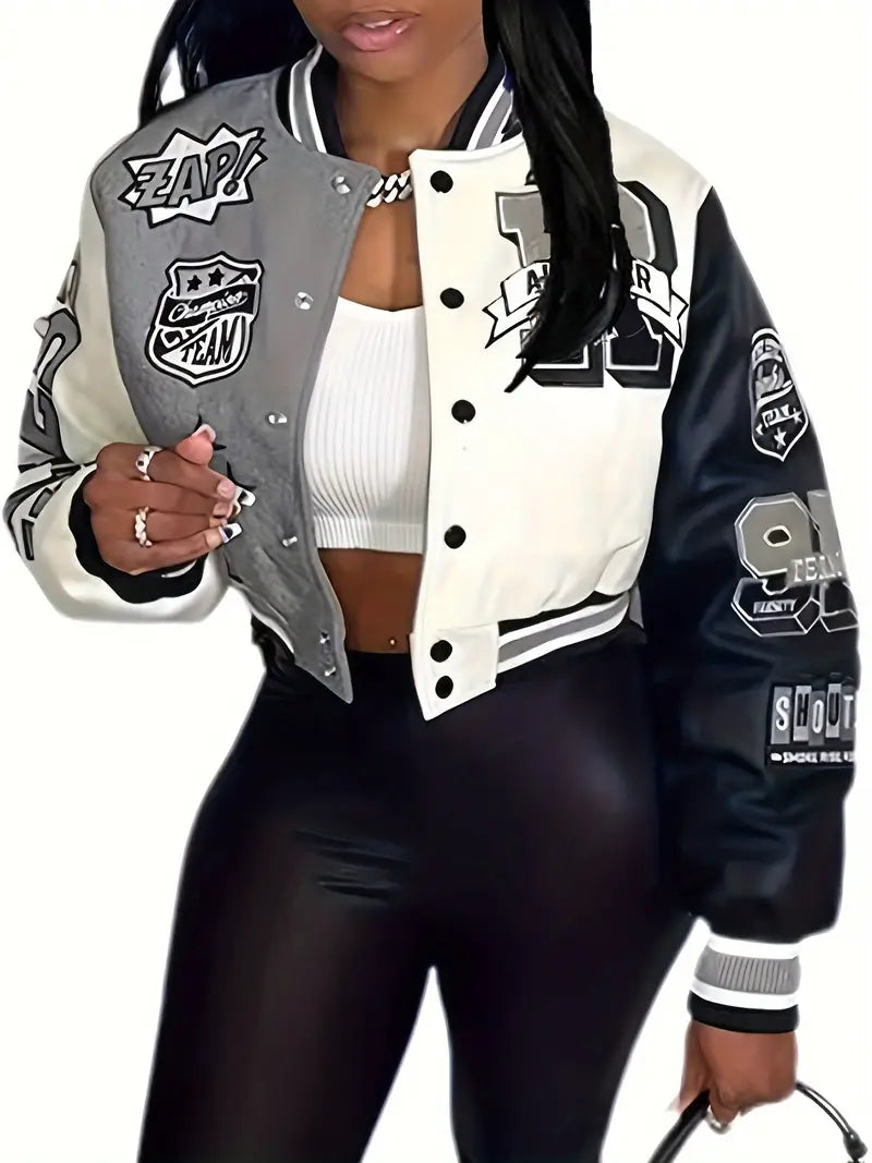 Valenzora | Women's Varsity Jacket with Letter Print