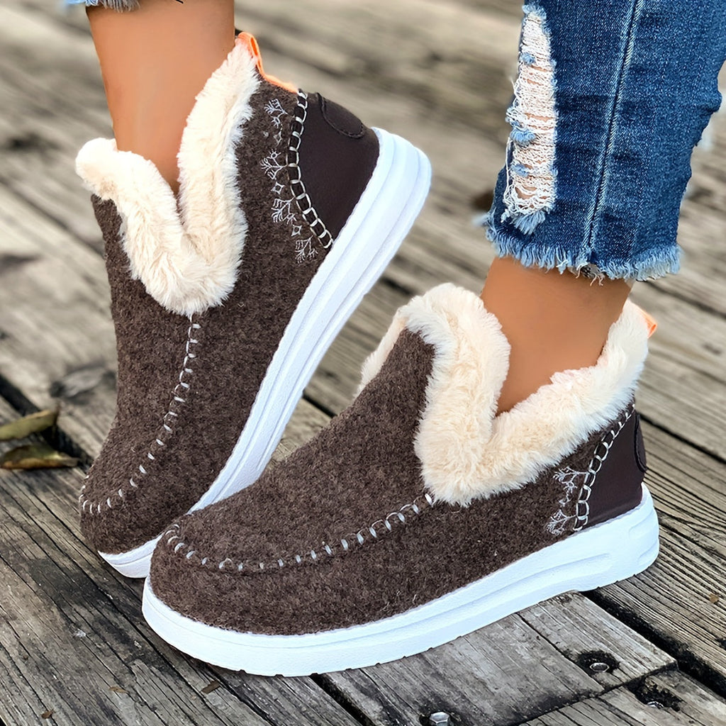 Valenzora | Cozy winter slippers for women: fleece lining, PU sole and soft fabric construction