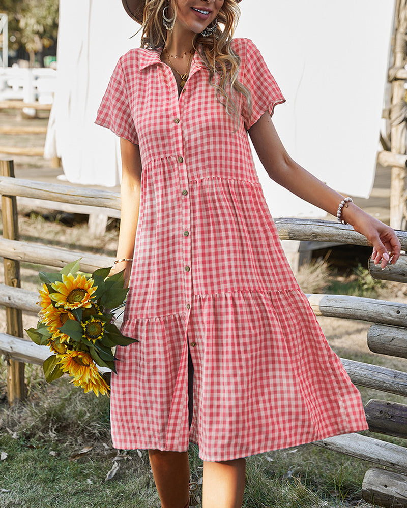 Valenzora | Casual checked shirt dress