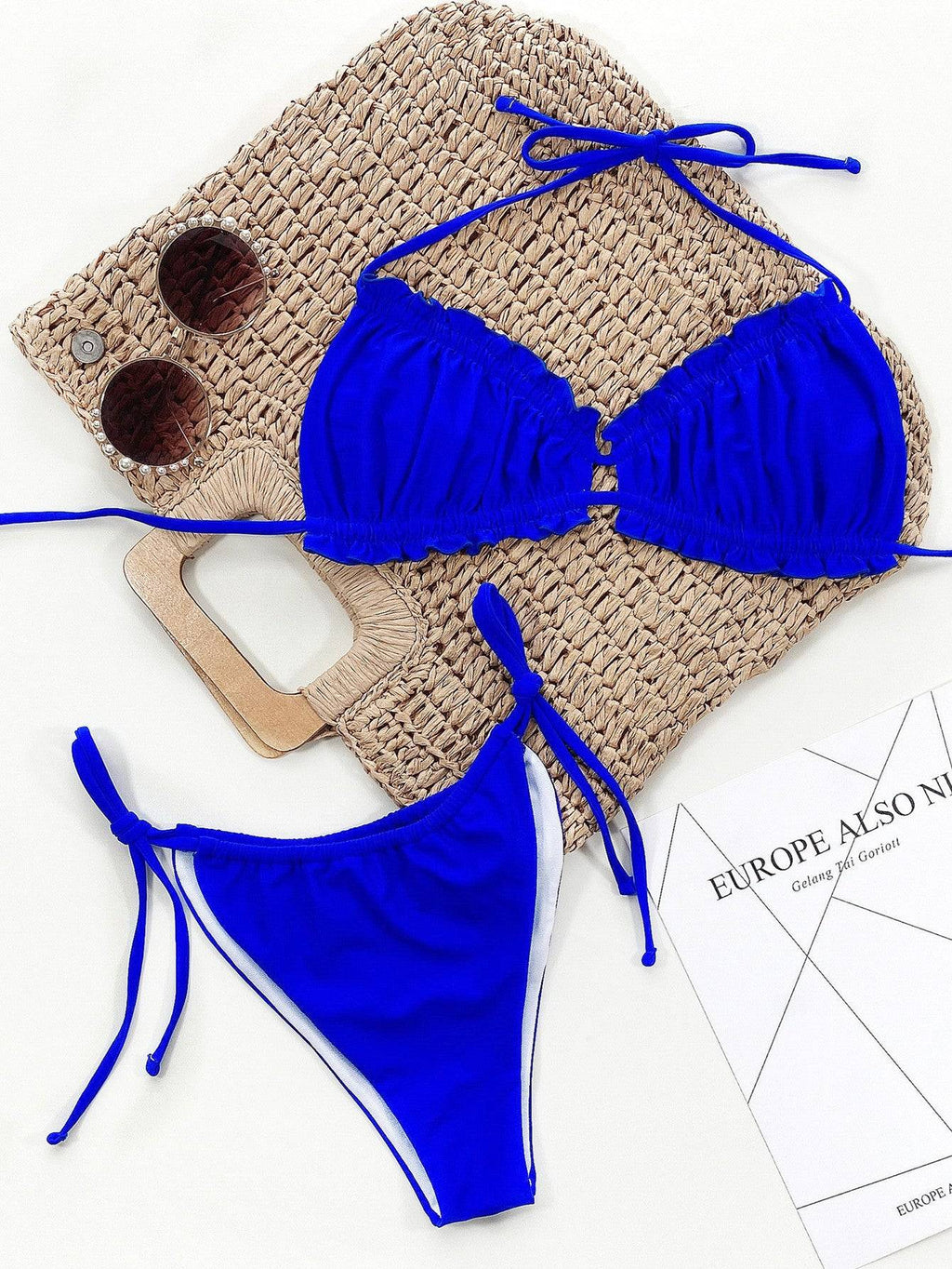 Valenzora | Ruffled halterneck bikini set