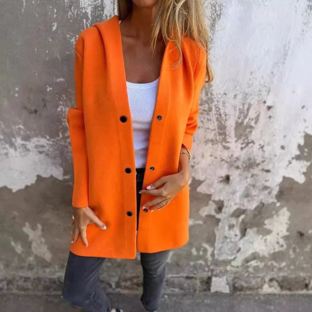 Valenzora | Lässige, einreihige Strickjacke mit Kapuze