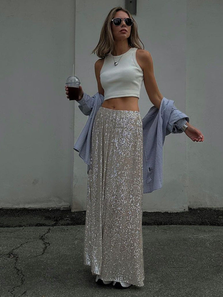 Valenzora | Women's Casual Fashion Simple Sequined Skirt