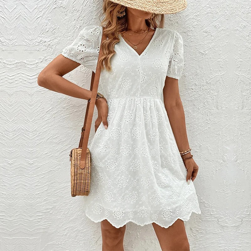 Valenzora | Cotton mini dress with embroidery