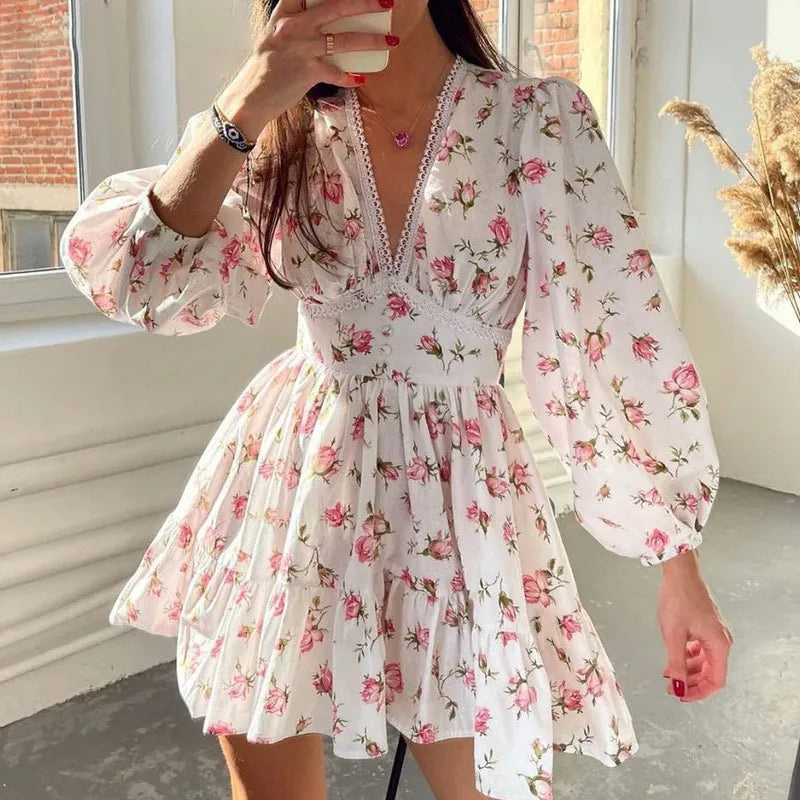 Valenzora | Blumen-Sommerkleid mit langen Ärmeln für Damen