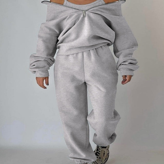 Valenzora | 3-piece sporty set - trendy women's sweatshirt jacket with jogging pants