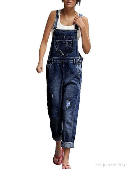 Valenzora | Denim Loose Simple Long Overalls