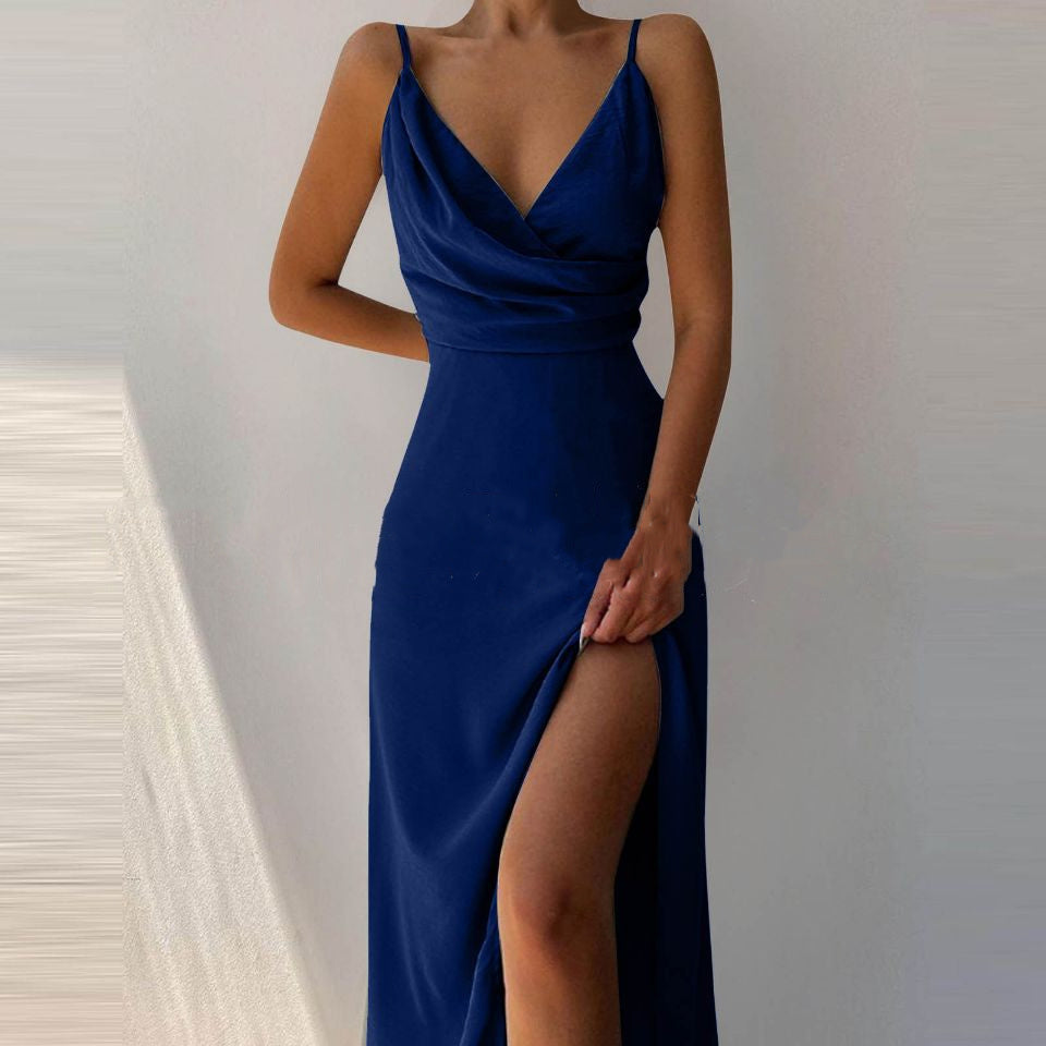 Valenzora | V-neck midi dress with print and slit