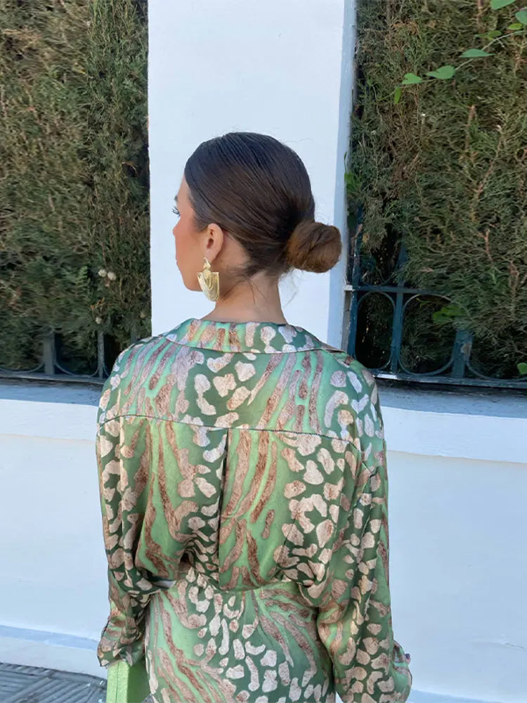 Valenzora | Dress Set - Women's - Elegant summer style with luxurious pattern - Long sleeves