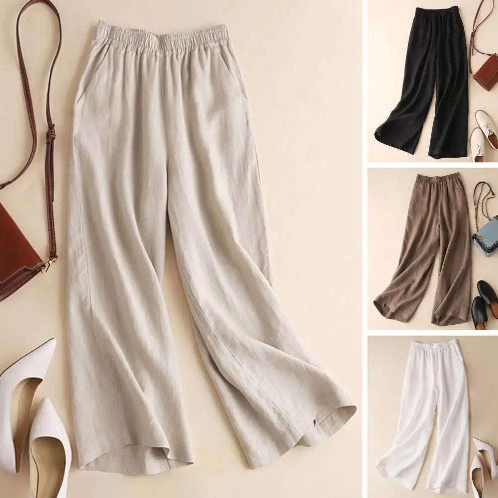 Valenzora | Wide linen cotton trousers