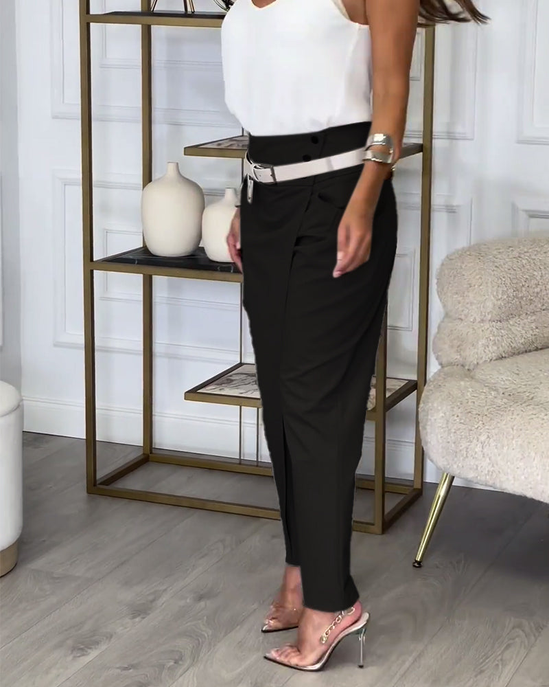 Valenzora | Patchwork Trousers with Belt