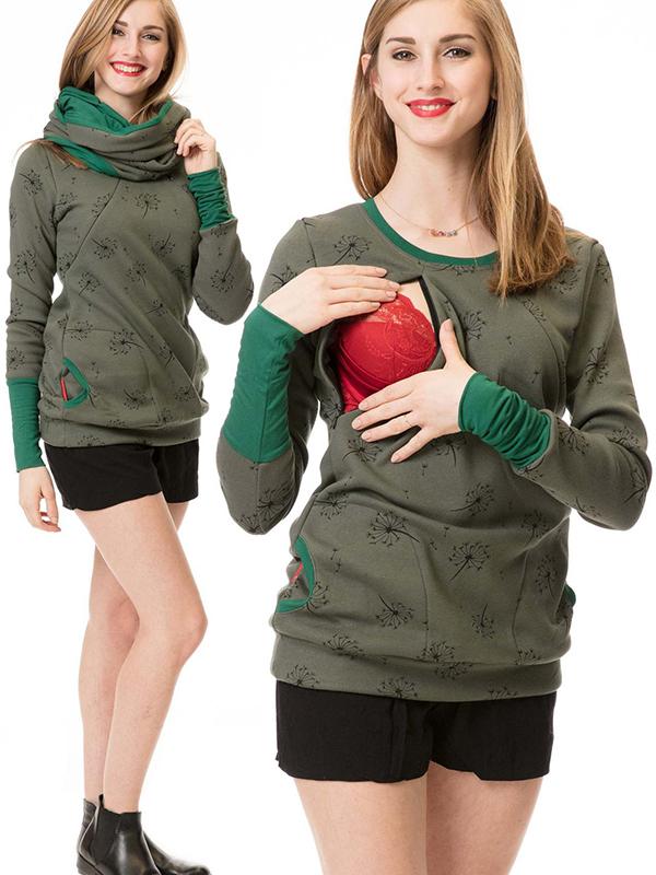 Valenzora | Maternity chaps, nurse sweatshirts, floral print, pockets, zipper, nursing wear