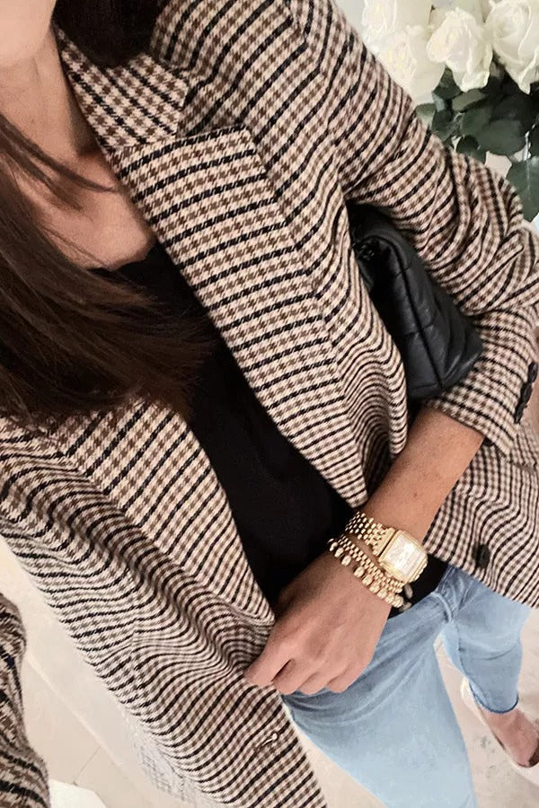 Valenzora | Boss Up Check Pattern Boyfriend Blazer