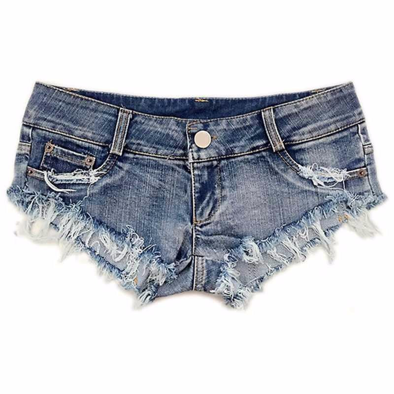 Valenzora | Light blue low waist micro mini denim shorts