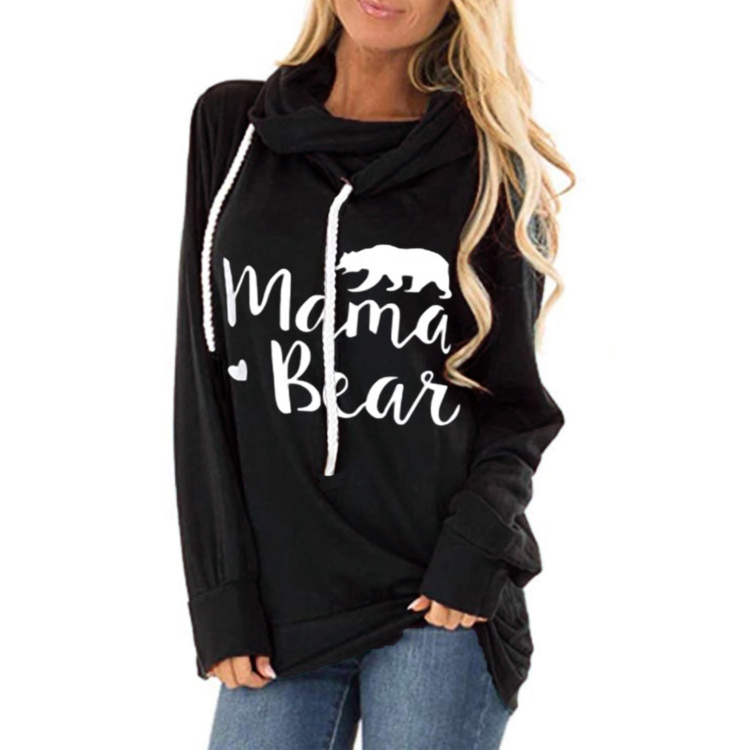 Women's casual hooded shirt with a deep neckline and unique print, size [size]