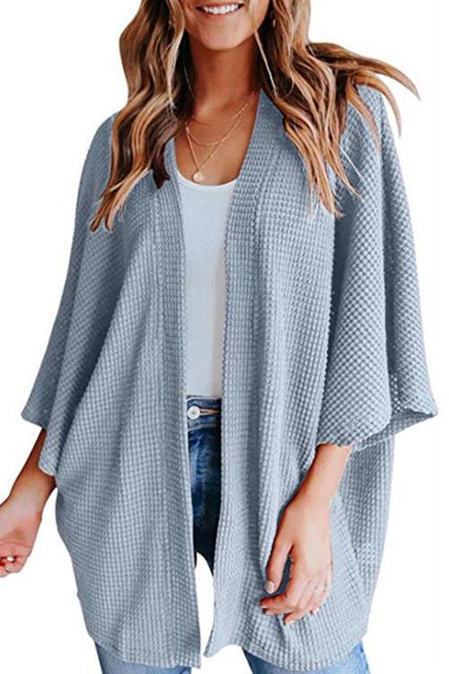 Valenzora | Rosiedress Kimono-Cardigan mit 3/4-Ärmeln und offener Vorderseite