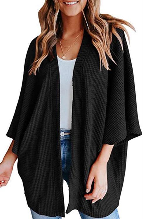 Valenzora | Rosiedress Kimono-Cardigan mit 3/4-Ärmeln und offener Vorderseite