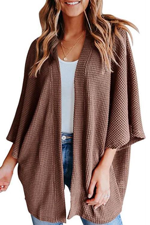 Valenzora | Rosiedress Kimono-Cardigan mit 3/4-Ärmeln und offener Vorderseite