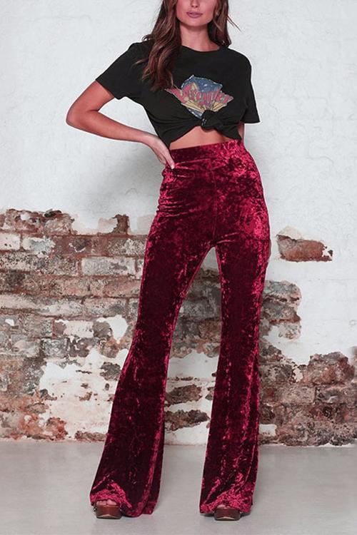 Valenzora | Rosiedress Samthose mit weitem Bein und elastischem Bund