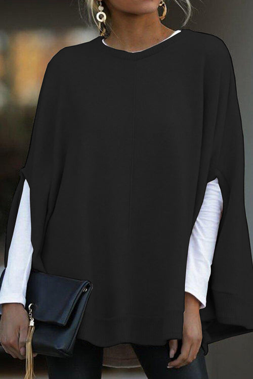 Valenzora | Rosiedress Round Neck Batwing Sleeve Cape Top
