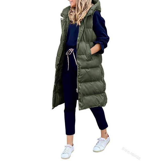 Siena Faye | Baumwollweste, langer Mantel, ärmellos, lockere Jacke