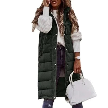 Valenzora Hooded Long Vest Casual Fashion Single-Breasted Jacket