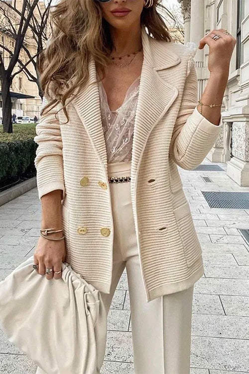 Valenzora | Rosiedress Mode Revers-Knopfstrickjacken mit Taschen