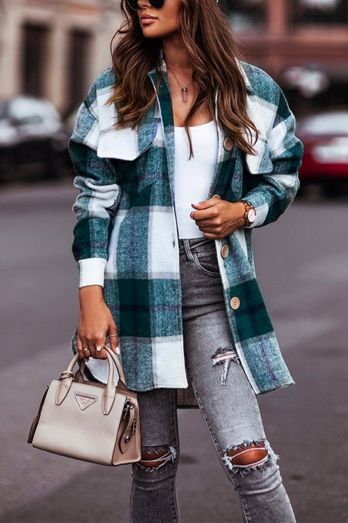 Valenzora | Rosiedress Freizeit-Strickjacke mit Revers, Knopfleiste und Karomuster