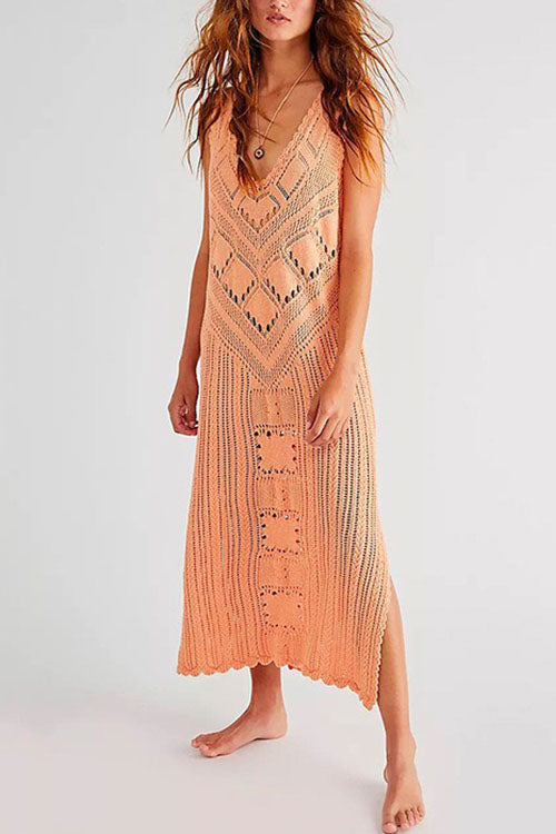 Valenzora | Rosiedress Sleeveless Hollow-Out Side Slit Cover-Up Dress