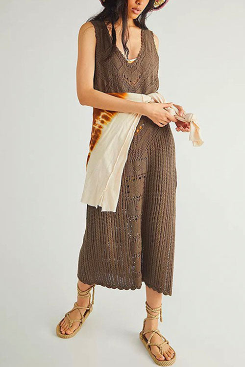 Valenzora | Rosiedress Sleeveless Hollow-Out Side Slit Cover-Up Dress